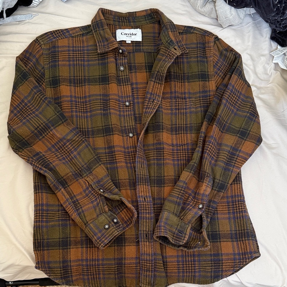 Mens corridor Plaid Shirt - Brown and Green